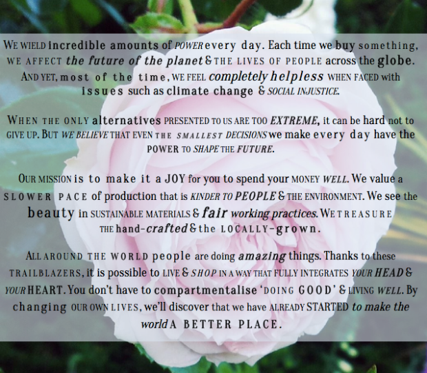 rose, A Better Place mission statement, Crowdfunder, ethical lifestyle, Stratford Caldecott, environmentally aware, ethical consumerism, green living, fair trade, ethical shopping guide, ethical consumer, ethical products, ethical lifestyle magazine
